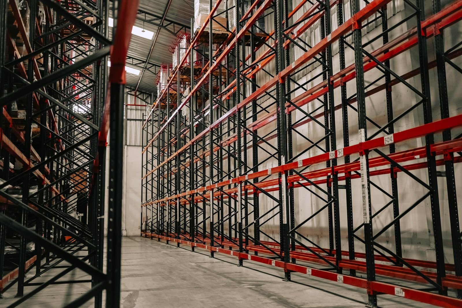 Warehouse racking filled with stock