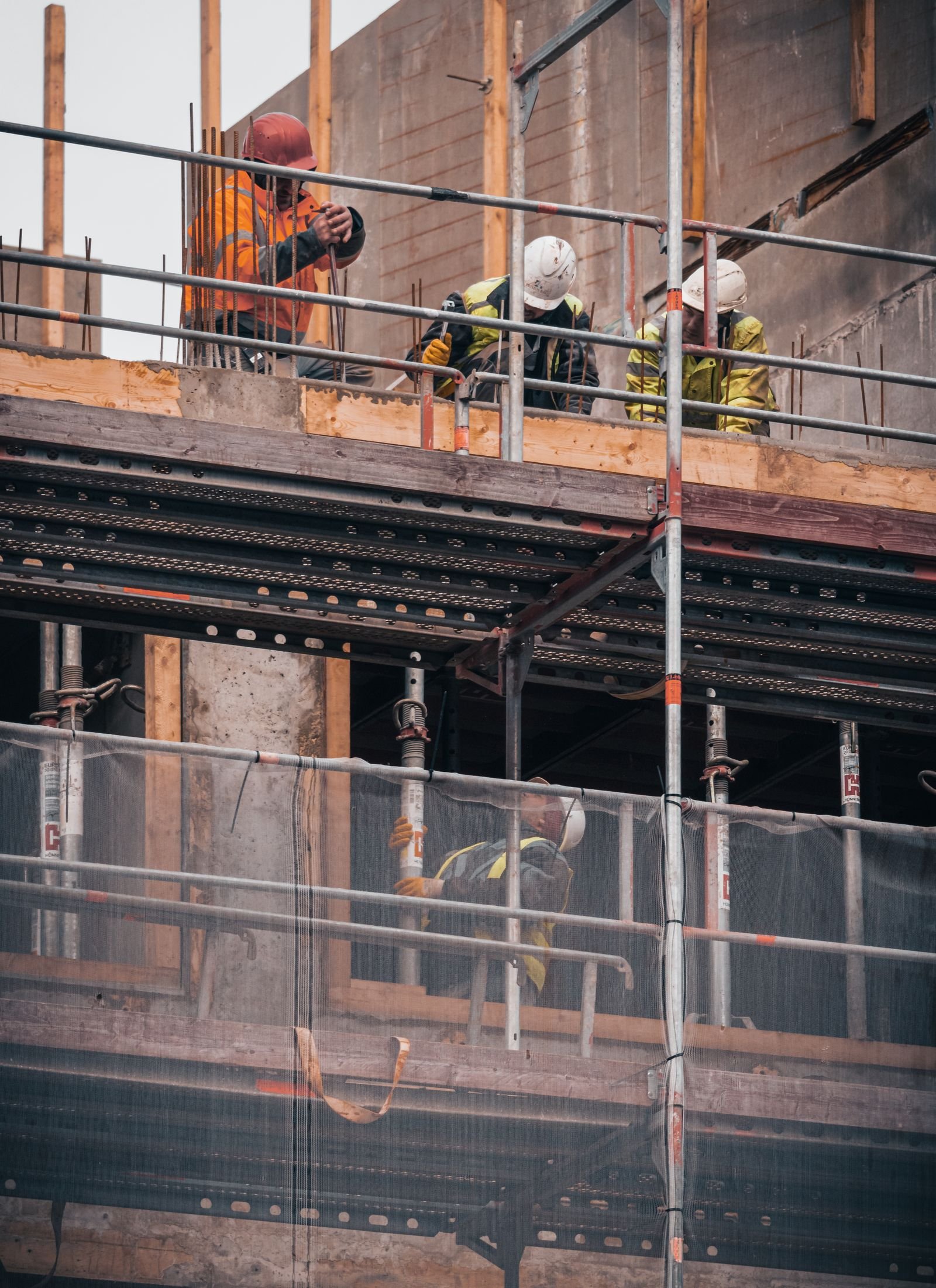 Scaffolding on an active construction site