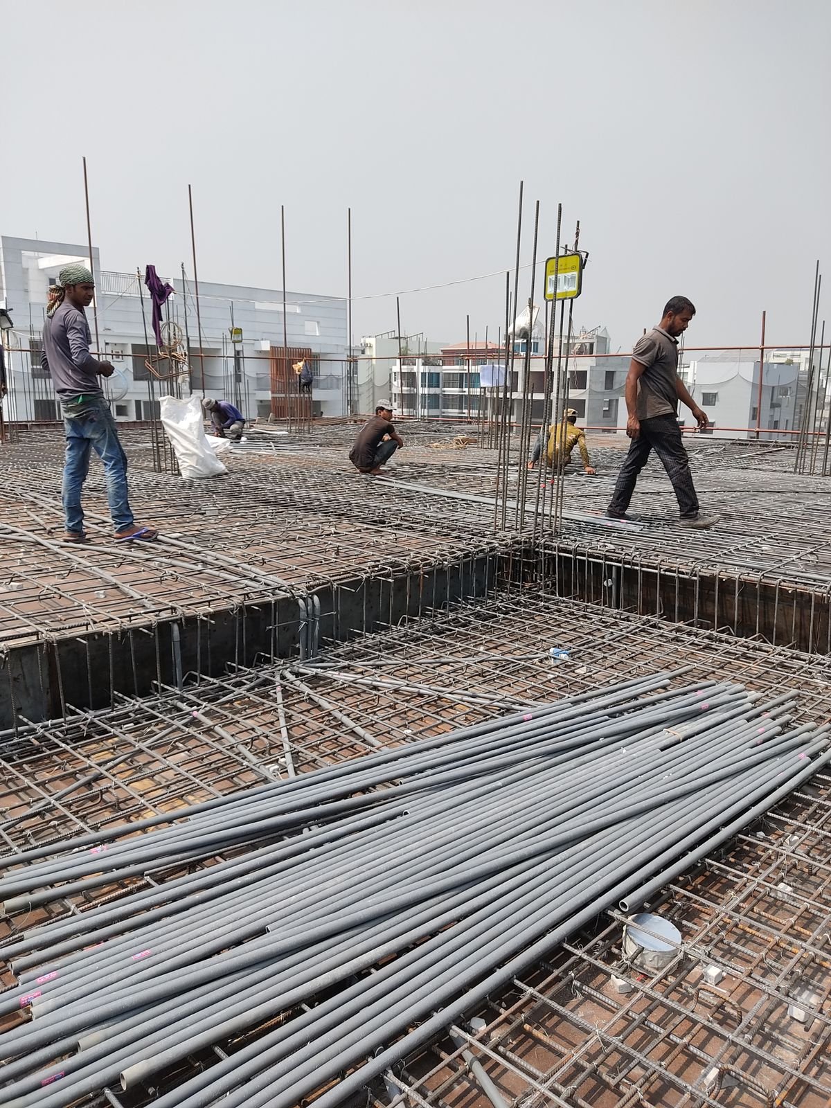 Rebar bundles on a construction site
